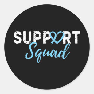 Sticker Rond Soutien Squad Prostate Cancer Coeur Bleu clair côt