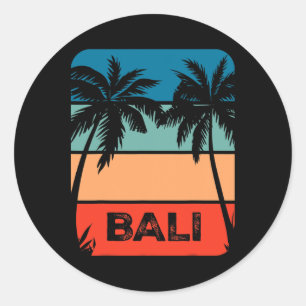 Sticker Rond Souvenir du coucher de soleil vintage surf Indonés