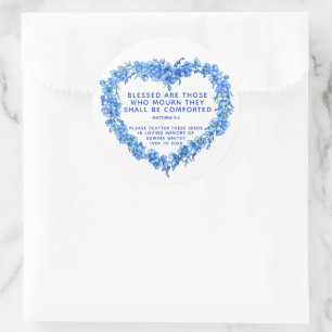 Sticker Rond Souvenir funéraire cadeau bleu couronne semence