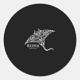 Sticker Rond Souvenir Vintage Kona Hawaï Manta Ray Garçons Fill