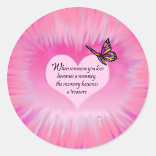 Sticker Rond Souvenirs précieux Poème papillon