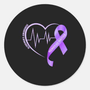 Sticker Rond Souvenirs ruban violet sensibilisation alzheimer