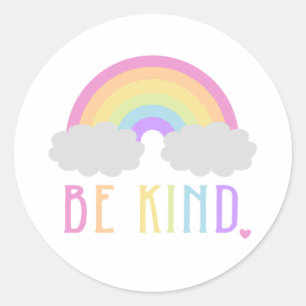 Sticker Rond Soyez arc-en-ciel en pastel aimable