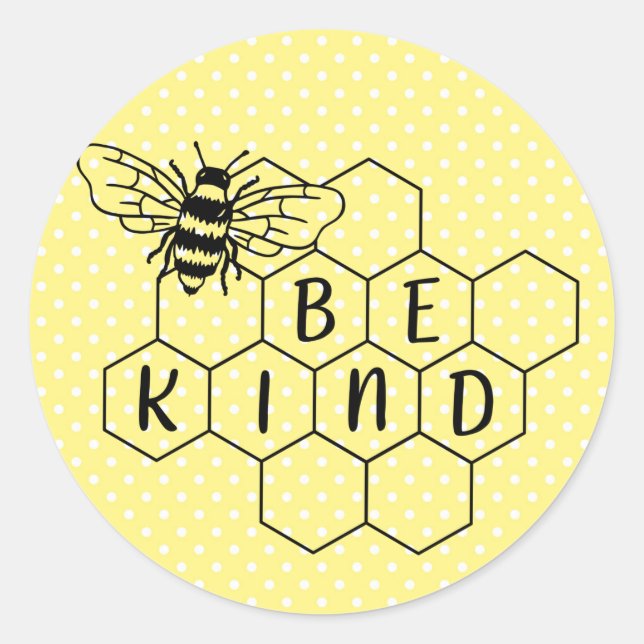 Sticker Rond Soyez Bumble Bee Yellow Polka Dot (Devant)