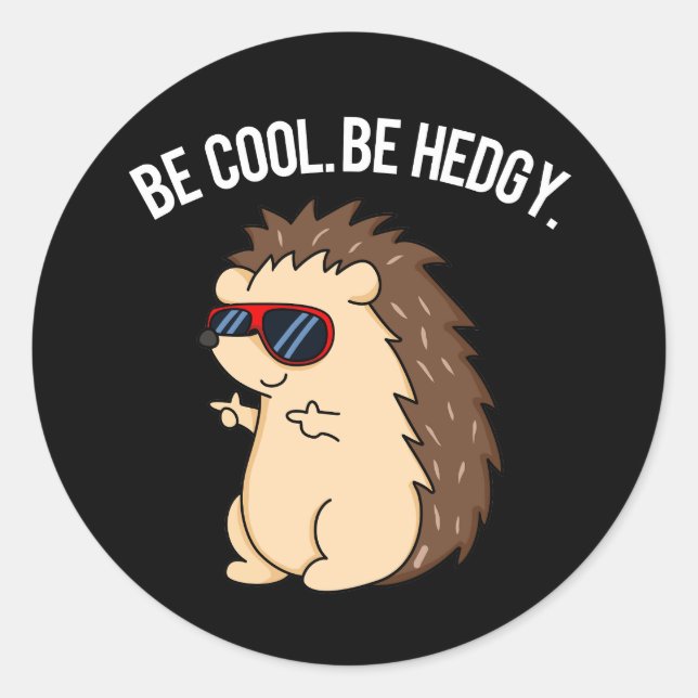 Sticker Rond Soyez Cool Soyez Héristique Funny Hedgehog Pun Dar (Devant)