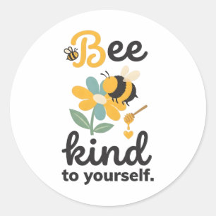 Sticker Rond Soyez Gentil Avec Vous-Même Santé Mentale Soins Pe