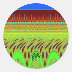 Sticker Rond Soyez heureux Polka Dot Motif Cadeau Coloré