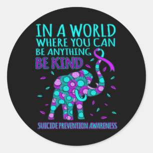 Sticker Rond Soyez heureux Soutien de sensibilisation à la prév