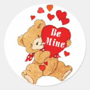 Sticker Rond Soyez le mien Valentine Teddy