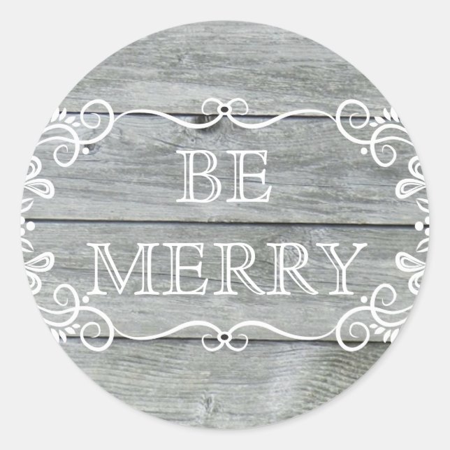 Sticker Rond Soyez Merry Country Wood Chic (Devant)