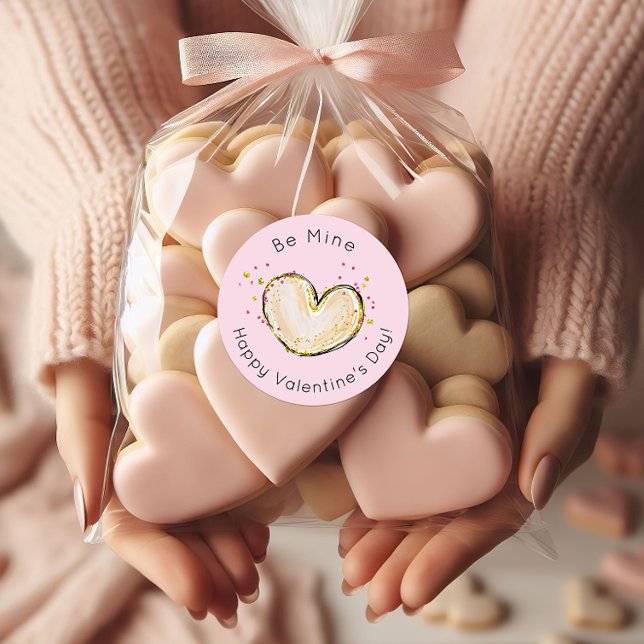 Sticker Rond Soyez mon coeur Heureuse Sainte-Valentin (Créateur téléchargé)