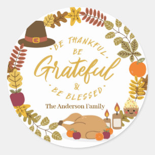 Sticker Rond soyez reconnaissants et soyez bénis