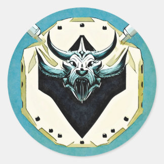 Sticker Rond Soyez sans crainte comme les Vikings, avec bouclie