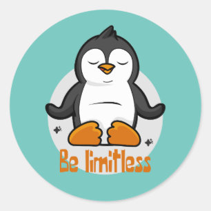 Sticker Rond Soyez Sans Limite Kawaii Drôle Pingouin Faire Des 