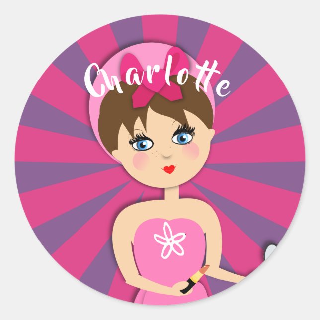 Sticker Rond Spa Pamper Girly Kids mignonne Bonne fête d'annive (Devant)