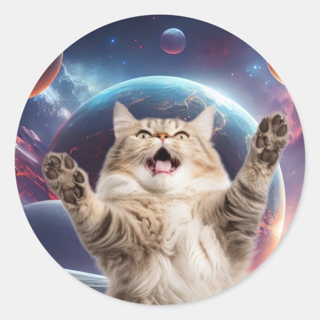 Sticker Rond Space cat (Devant)