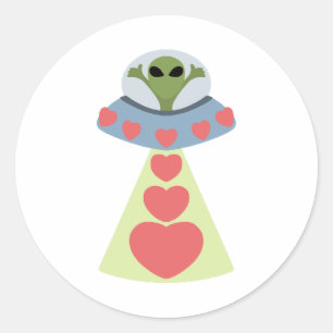Sticker Rond Space Love Alien Valentine