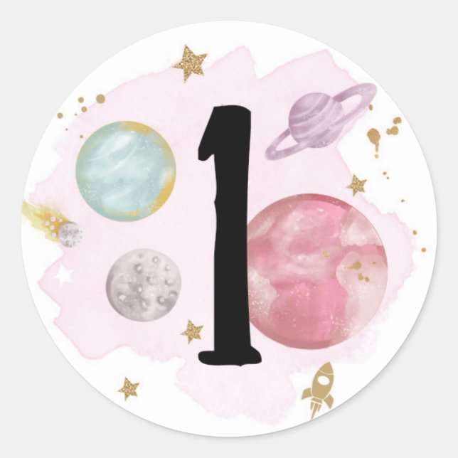 Sticker Rond Space Planètes Galaxy Favoriser Cupcake Cadeau (Devant)