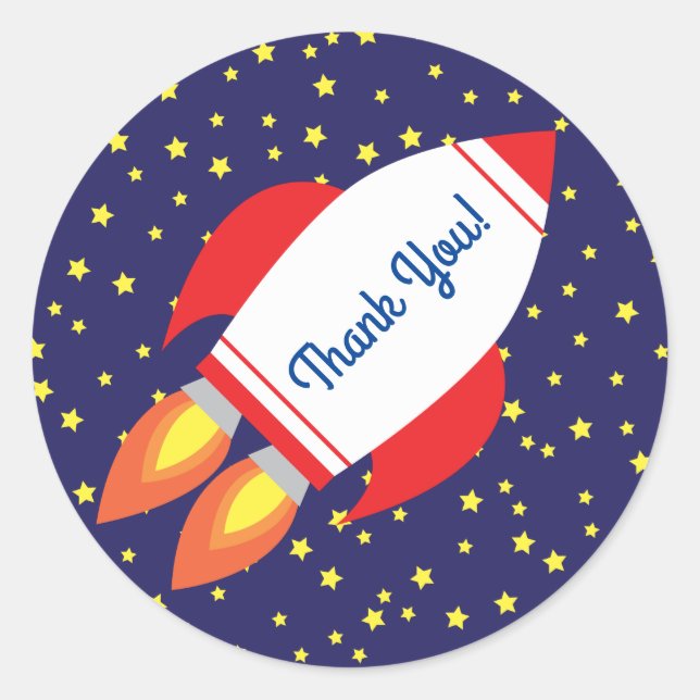 Sticker Rond Space Rocket Ship Anniversaire (Devant)