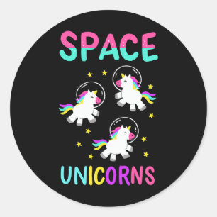 Sticker Rond Space Unicorn I Cute Unicorn I Girl Unicorn 2