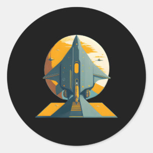 Sticker Rond Spacecraft Science-Fiction