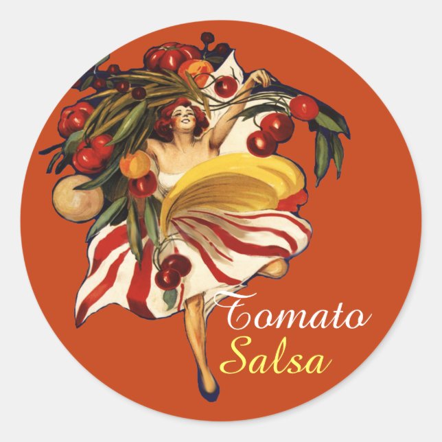 STICKER ROND SPAGHETTI FÊTE DANSE, CUISINE ITALIENNE TOMATO SAL (Devant)