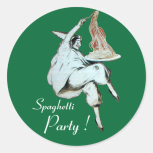 Sticker Rond SPAGHETTI PARTY CUISINE ITALIENNE, RESTAURANT vert