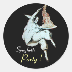 Sticker Rond SPAGHETTI PARTY ITALIAN KITCHEN, RESTAURANT noir