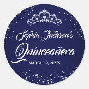 Sticker Rond Sparkle Diamond Argent de la Marine Tiara Quincean