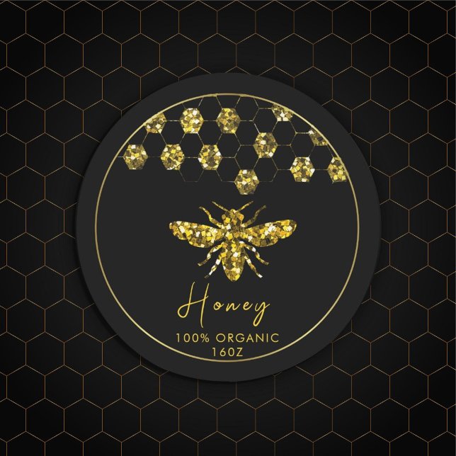 Sticker Rond Sparkle Sequin (#Luxurious #beelogo #honeylabel #goldframe #customlogobusinesssticker #etsybusinesssticker #sequin)