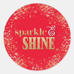 Sticker Rond Sparkle Shine Gold typographie Confetti Holiday Re