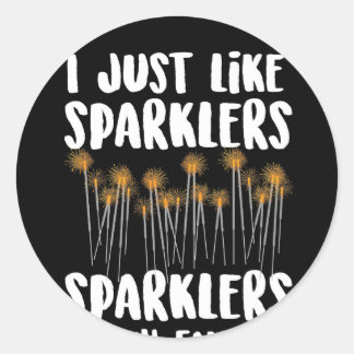 Sticker Rond Sparklers Mon favori Juillet 4 Feu d'artifice