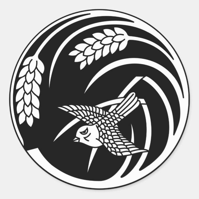 Sticker Rond Sparrow in rice-plant (Devant)