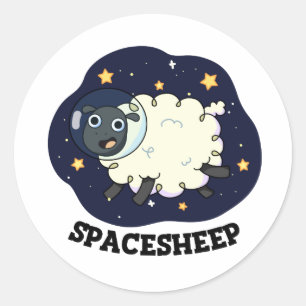 Sticker Rond Spatial Sheep Drôle Astronaut Sheep Pun