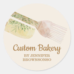 Sticker Rond Spatule rustique florale pâtisserie personnalisée