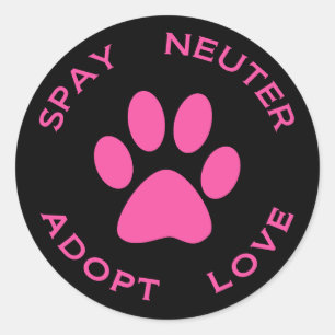 Sticker Rond Spay Neuter Adopter l'amour