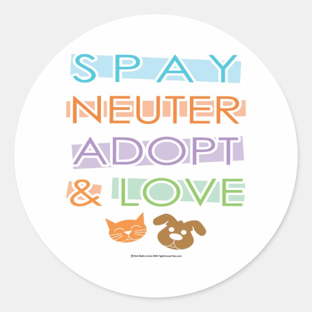 Sticker Rond Spay Neuter Adopter l'amour (Devant)