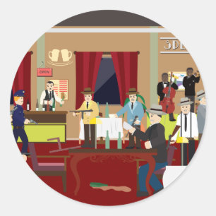 Sticker Rond Speakeasy USA (Histoire simple) de Roaring 20's