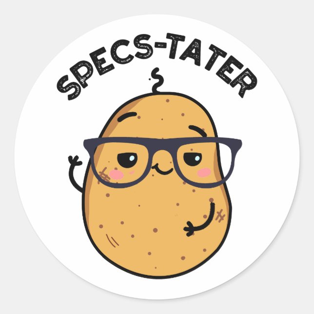 Sticker Rond Specs-tato Funny Potato Spectacle Pun (Devant)
