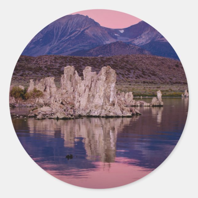 Sticker Rond Spectaculaire Lac Mono Dans L'Ombre (Devant)