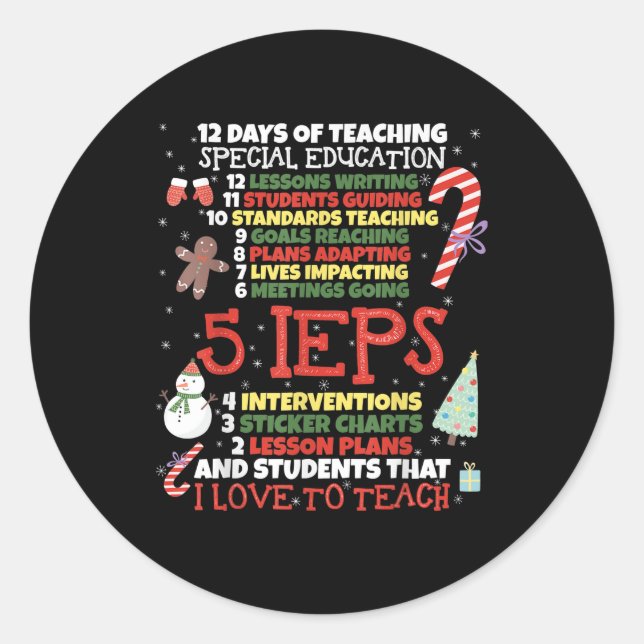 Sticker Rond SPED School Teacher Funny Enseignant de l'enseigne (Devant)