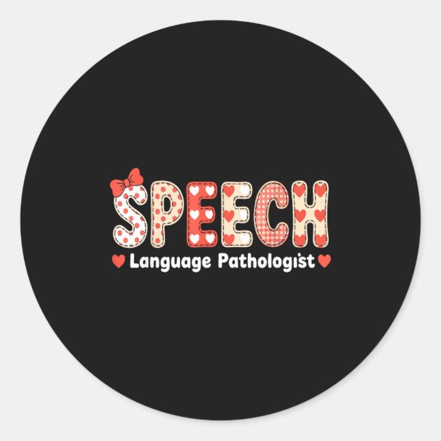 Sticker Rond Speech Language Pathologist Valentines Day Slp The (Devant)