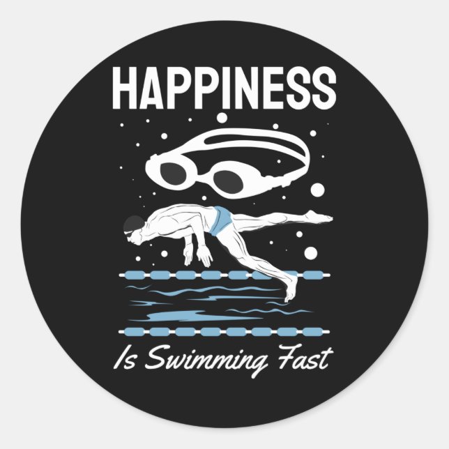 Sticker Rond Speedo Swimmer - Le bonheur est nager Rapide (Devant)
