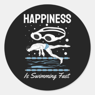 Sticker Rond Speedo Swimmer - Le bonheur est nager Rapide
