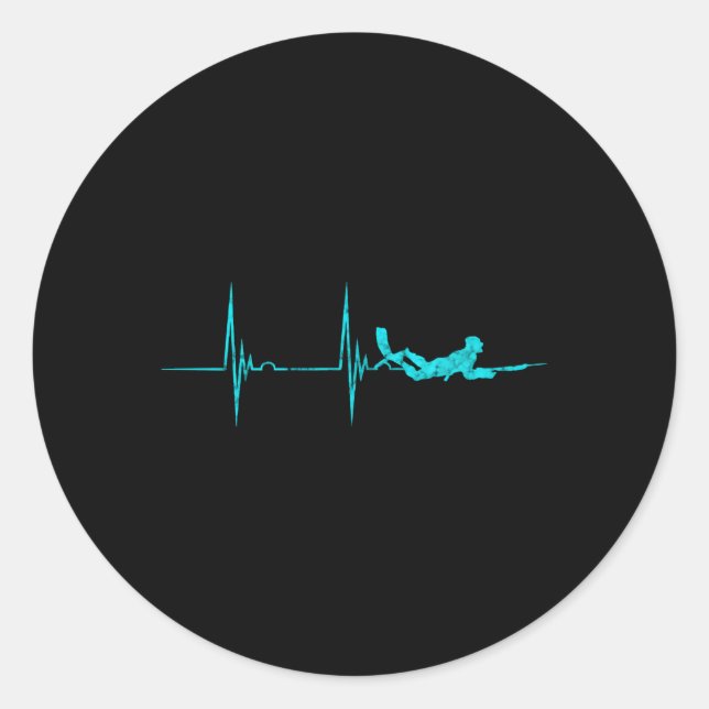 Sticker Rond SpeFishing Hebeat Ekg Pulse Dive Spearfisher Hun (Devant)