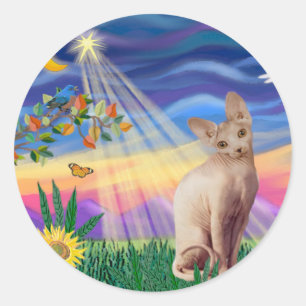 Sticker Rond Sphynx Cat 1 - Twilight
