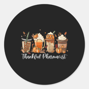 Sticker Rond Spice Latte Fall Café Lover Thankful Pharmacist