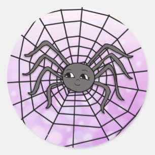 Sticker Rond Spider dans Spider Web Halloween Éffrayant Party