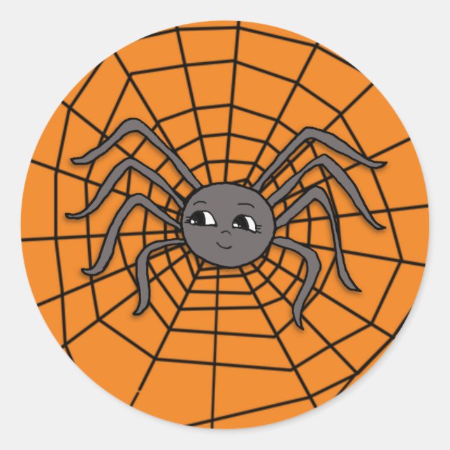 Sticker Rond Spider dans Spider Web Halloween Éffrayant Party (Devant)