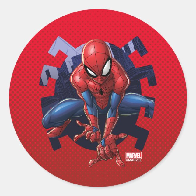 Sticker Rond Spider-Man Sortant De Spider Graphic (Devant)